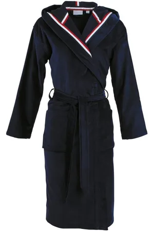 Carl Ross Unisex-Bademantel 481310, Midilänge, Velours, Kapuze, Gürtel, Midilänge