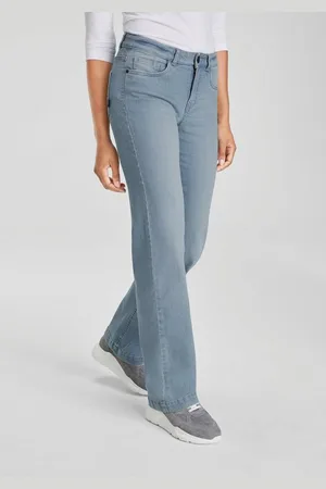 ARIZONA Gerade Jeans weite Beinform, Used-Look-Waschung, hohe Taille