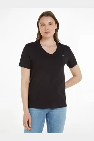 Calvin Klein T-Shirt CK EMBRO BADGE V-NECK TEE mit Logomarkenlabel
