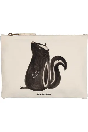 Mr. & Mrs. Panda Kosmetiktasche Stinktier Sitzen Größe M - - Geschenk, Wildtier, Kosmetikbeutel, (1-tlg), Einzigartige Designs - Verkäufer:
