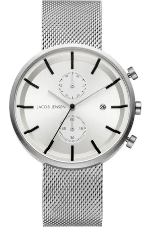 Jacob Jensen Chronograph Designuhr Edelstahl Kautschukband LINEAR ⌀42mm Chronopgraph, Lanzenzeiger - Verkäufer: Grossuhren Pohlmann