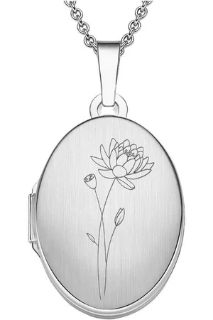 Amoonic Amulett Medaillon Oval Gravur Geburtsblume zum Öffnen für Bilder Silber 925 (inkl. Schmucktäschchen), Anhänger aufklappbar befüllbar Foto Gravur Geburtsblume Juli - Verkäufer: