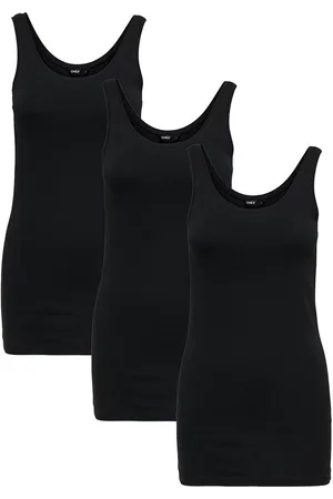 ONLY Longtop Damen Tank Top Long Lang Shirt weiß 1er 2er 3er 4er 5er PACK cottons-store