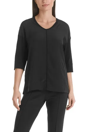 Marc Cain Langarmbluse "Collection Essential" Premium Damenmode Blusenshirt aus Material-Mix