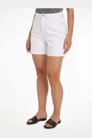 Tommy Hilfiger Shorts DNM STRAIGHT SHORT HW WHITE in Unifarbe