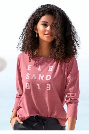 ELBSAND Longsleeve Ingrun mit Logodruck vorne, Langarmshirt aus Baumwoll-Mix, sportlich-casual