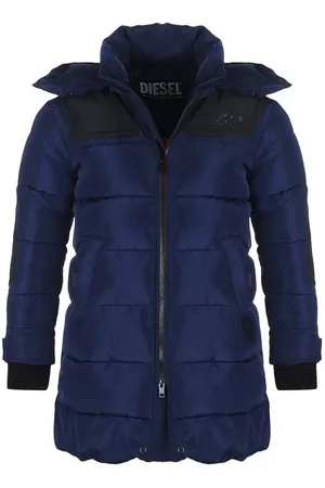 Diesel Winterjacke W-RUSSELL Herren Steppjacke Parka in Unifarbe, mit abnehmbarer Kapuze, mit Stehkragen - Verkäufer: leyoley