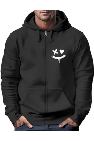 Neverless Sweatjacke Herren Sweatjacke mit Kapuze Print Drippy Smile Zip-Hoodie Männer - Verkäufer: Akowi