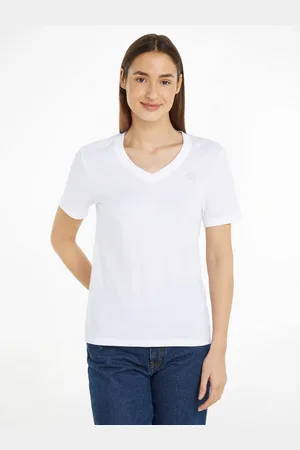 Calvin Klein T-Shirt CK EMBRO BADGE V-NECK TEE mit Logomarkenlabel
