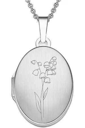 Amoonic Amulett Medaillon Oval Gravur Geburtsblume zum Öffnen für Bilder Silber 925 (inkl. Schmucktäschchen), Anhänger aufklappbar befüllbar Foto Gravur Geburtsblume Mai - Verkäufer: