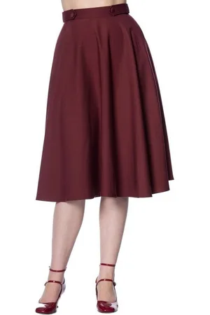 Banned Retro A-Linien-Rock Di Di Plain Burgunder Retro Vintage Swing Skirt - Verkäufer: Schompi Trading e.K.