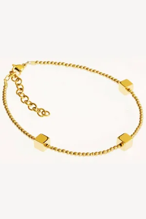 Firetti Fußkette Schmuck Geschenk Kugeln, Würfel, Made in Germany - mit Hämatine