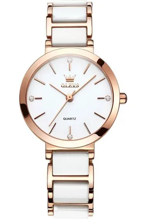 OLEVS Quarzuhr Quarz Uhr Keramik- armband Luxus elegante Damen Weiß /Rose 5877 - Verkäufer: Tidy-Online