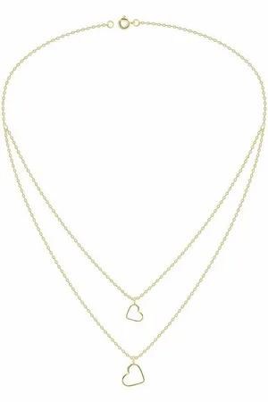 ALEXANDER YORK Kette mit Anhänger Layering-Look HERZ in Gold, 925 Sterling Silber - Verkäufer:
