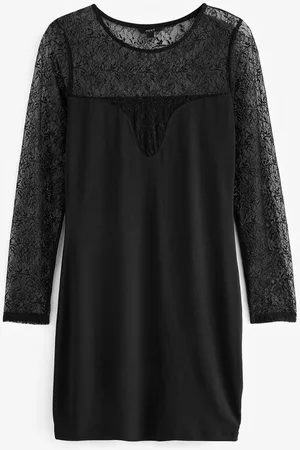 Next Midikleid Langärmeliges Midikleid mit Spitzeneinsatz (1-tlg) - Verkäufer: Germany GmbH