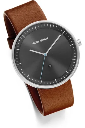 Jacob Jensen Quarzuhr Herrenuhr Lederband Uhrendesign Stahl ⌀41mm Herrenuhr Quarz, farbiger Sekundenzeiger - Verkäufer: Grossuhren Pohlmann