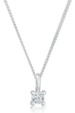 Elli DIAMONDS Kette mit Anhänger Diamant (0.1 ct) Viereck Solitär 925 Silber - Verkäufer: JULIE & GRACE GmbH