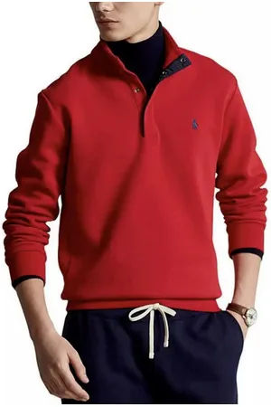 Ralph Lauren Sweatshirt Gebürsteter Fleece Troyer Halb Mockneck Pullover Sweater Pulli Kängurutasche, Kragen mit Knöpfen, Regular Fit - Verkäufer: eldigo