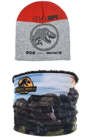 Jurassic World Schlupfmütze Dinosaurier Dino Kinder Herbst Wintermütze mit Loop Gr. 52 bis 54 - Verkäufer: WS-Trend