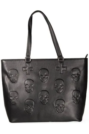 Banned Retro Schultertasche Menth Tote Bag, Geprägtes Skull Muster Shopper - Verkäufer: Schompi Trading e.K.