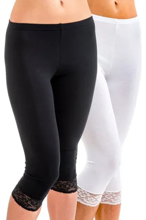 Hermko Caprileggings 5722 2er Pack Damen 3/4-Leggings mit Spitze - Verkäufer: