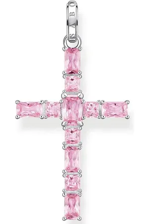 Thomas Sabo Kettenanhänger Kreuz pinke oder bunte Steine, PE939-051-9, PE939-073-7, mit Spinell (synth), Zirkonia (synth), Korund (synth)