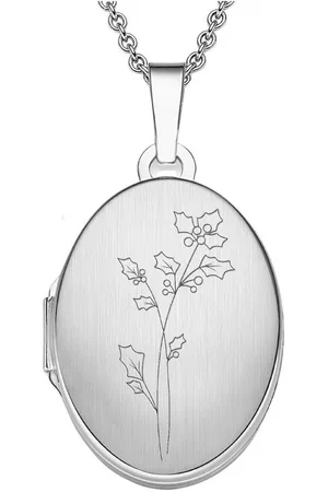 Amoonic Amulett Medaillon Oval Gravur Geburtsblume zum Öffnen für Bilder Silber 925 (inkl. Schmucktäschchen), Anhänger aufklappbar befüllbar Foto Gravur Geburtsblume Dezember - Verkäufer: