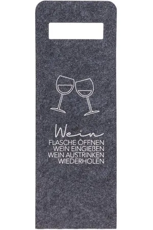 OUT OF THE BLUE Tragetasche Flaschentüte für Wein aus grauem Filz mit Spruch Geschenktüte, mit Tragegriff - Verkäufer: Marabellas Shop