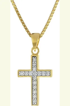 trendor Kette mit Anhänger Kreuz-Anhänger für Gold 585 + vergoldete Silberkette - Verkäufer: uhrcenter