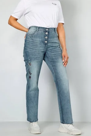 Miamoda Regular-fit-Jeans Jeans Straight Fit Stickerei sichtbare Knöpfe - Verkäufer: Popken Fashion Group