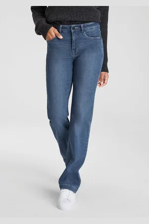 ARIZONA Gerade Jeans weite Beinform, Used-Look-Waschung, hohe Taille