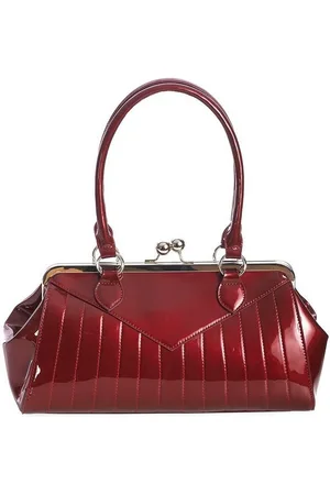 Banned Retro Handtasche Maggie May Burgunder, Bestickte Nadelstreifen, inkl. Schultergurt - Verkäufer: Schompi Trading e.K.