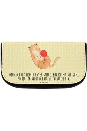 Mr. & Mrs. Panda Kosmetiktasche Katze Wolle - Pastell - Geschenk, Katzenliebhaber, Katzenprodukt (1-tlg), Flexible Verwendung - Verkäufer: