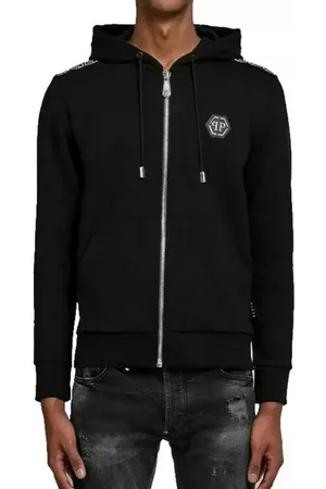 Philipp Plein Kapuzensweatjacke Sweatjacke Kapuzensweatjacke Jacke Sweatshirt Hoodie Sweater Pullover Mit Kängurutasche und einem markanten Bandstreifen. - Verkäufer: eldigo