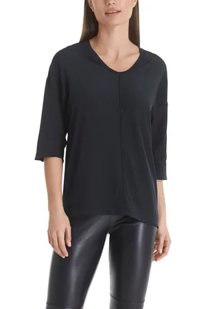 Marc Cain Langarmbluse "Collection Essential" Premium Damenmode Blusenshirt aus Material-Mix