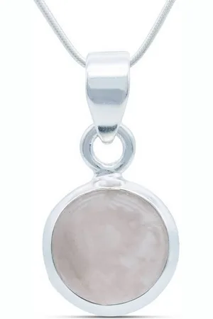 mantraroma Kette mit Anhänger MIALE rund aus 925 Silber mit Rosenquarz (Kettenanhänger uns Kette), 925 Sterling Silber Ketten mit Kettenanhänger für Damen - Verkäufer:
