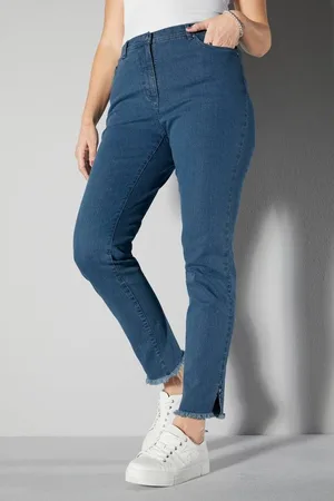 Miamoda Regular-fit-Jeans Jeans Slim Fit Fransensaum mit Schlitz 5-Pocket - Verkäufer: Popken Fashion Group