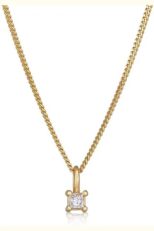 Elli DIAMONDS Kette mit Anhänger Diamant (0.1 ct) Viereck Solitär 925 Silber - Verkäufer: JULIE & GRACE GmbH