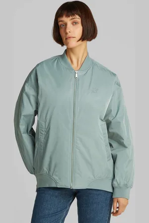 Calvin Klein Bomberjacke LONG BOMBER mit Logodruck, Rumpfabschluss verengt durch Gummizug