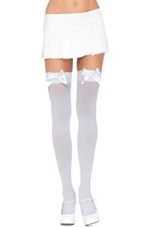 Leg Avenue Overknees Halterlose Strümpfe mit Schleife Unverzichtbares Accessoire für Damen, vielseitig kombinierbares Kost - Verkäufer: MASKWORLD