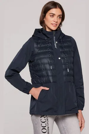 Soccx Outdoorjacke Windjacke mit Kapuze im Materialmix in Blue (1-St) Kapuze - Verkäufer: CONCEPT Mode