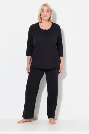 Ulla Popken Pyjama Pyjama Zweiteiler Lochstickerei Zierfalte 3/4-Arm - Verkäufer: Popken Fashion Group
