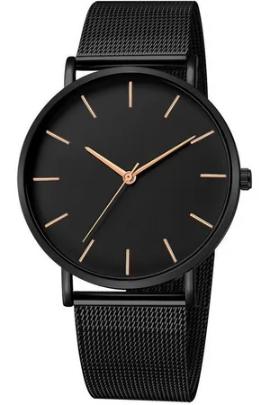 Karma Quarzuhr Herrenuhr Armbanduhr Herren super flach Schwarz Silber, (Metallarmband, Höhe 0,75 cm), Businessuhr Elegant 4cm Durchmesser - Verkäufer: Sanixa