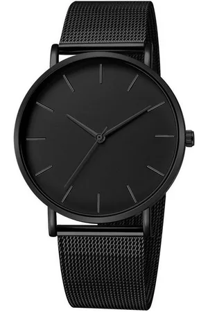 Karma Quarzuhr Herrenuhr Armbanduhr Herren super flach Schwarz Silber, (Metallarmband, Höhe 0,75 cm), Businessuhr Elegant 4cm Durchmesser - Verkäufer: Sanixa