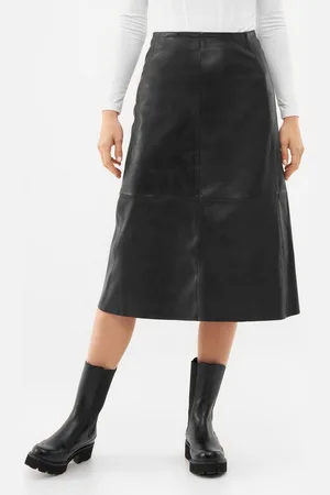 Bolongaro Lederrock MAXI Midirock aus Leder in A-Linie, Hohe Taille, Paneldetails - Verkäufer: GoJungo GmbH