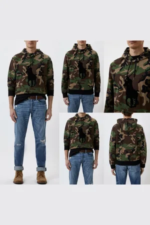 Ralph Lauren Hoodie Kapuzen Sweatshirt Camo Double Knit Allover-Tarnmuster, gefütterte Kapuze, Kordelzug, Big Pony Stickerei - Verkäufer: eldigo