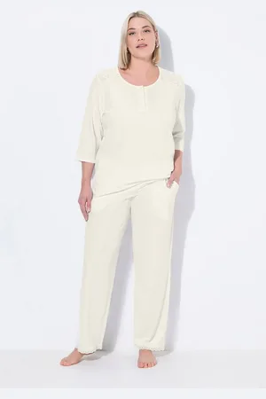 Ulla Popken Pyjama Pyjama Zweiteiler Lochstickerei Zierfalte 3/4-Arm - Verkäufer: Popken Fashion Group