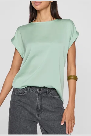 VILA Kurzarmshirt VIELLETTE S/S SATIN TOP - NOOS Satin Optik