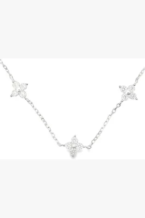Impala Collierkettchen Kette Iris 925 Silber rhodiniert, Blümchenkette aus 925 Silber mit pinkfarbenen Zirkonia - Verkäufer: Silberschmuck