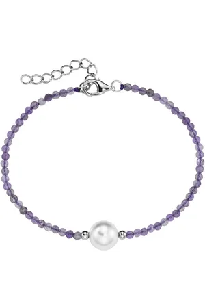 Smart Jewel Armband mit Edelstein-Kugeln + Muschelkern-Perle, Silber 925